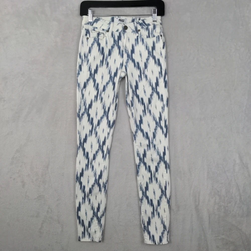 Paige Verdugo Ultra Skinny Jeans Women Sz 26 White Blue Stretch Coastal Cowgirl - Picture 1 of 13